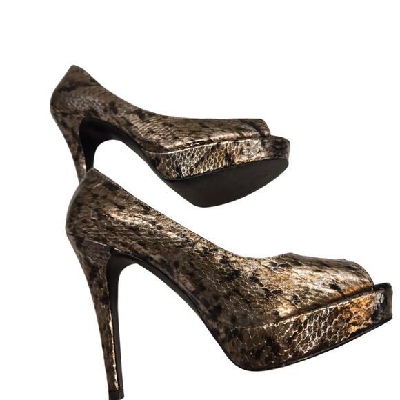 BCBGeneration Shoes 8 Snake Skin Platform Open Peek Toe High Heel Pump Stiletto - Picture 2 of 8